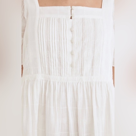 Madewell Puff Sleeve Drawstring Mini Dress NF872 White M - Picture 5 of 9